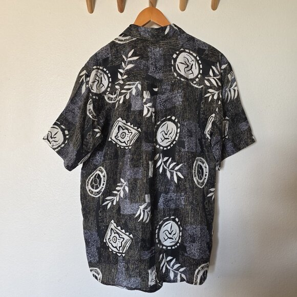 Vintage Summa Silk Hawaiian Shirt Mens S Black White Abstract 100% Silk Shirt - Picture 10 of 14